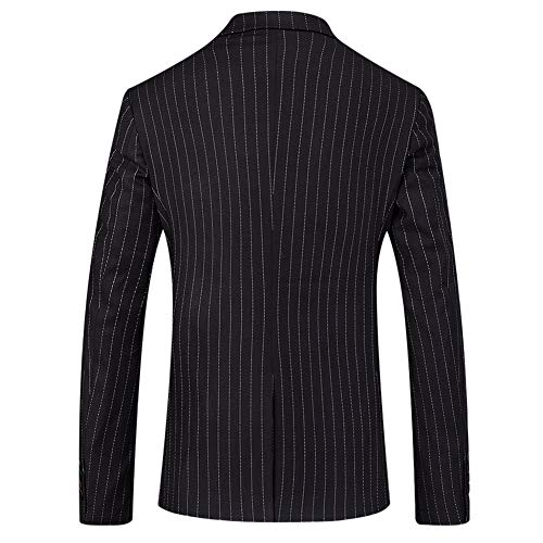 Mens 3 Piece Suit Slim Fit Pinstripe Formal Suits Notch Lapel Dress Blazer Waistcoat Trousers Black