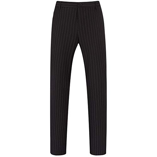 Mens 3 Piece Suit Slim Fit Pinstripe Formal Suits Notch Lapel Dress Blazer Waistcoat Trousers Black