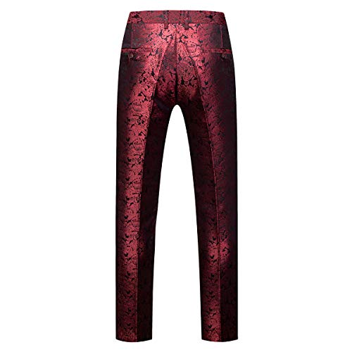 Sliktaa Men's Suits 3 Pieces Wedding Formal Classic Business Shawl Collar Wedding Jacquard Dress Tuxedo Jacket Vest and Trouser, Red, L