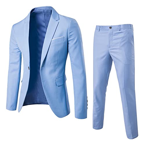 Men's Suit Slim Fit, 2 Piece Suits for Men Modern Fit soild spring sets For Men Beach lapel One Button Easy Care outdoor Stretch suit for men regular fit Outfits top Outfits For Men 2 Piece Sets Drip