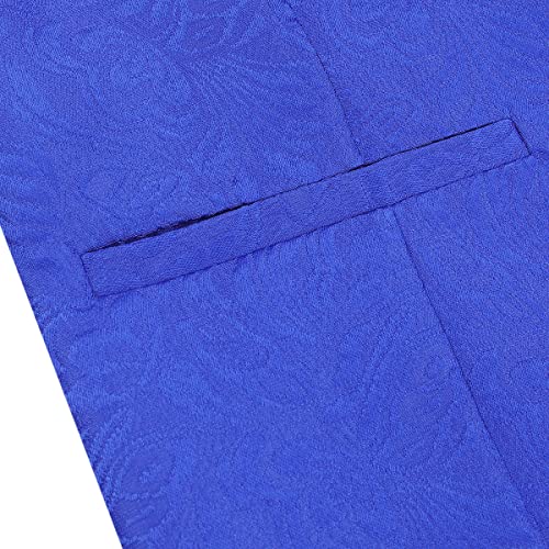 Allthemen Men's Suits 3 Piece Prom Wedding Tuxedo Suit for Men Shawl Lapel One Button Blazer Waistcoat Trousers Blue XL