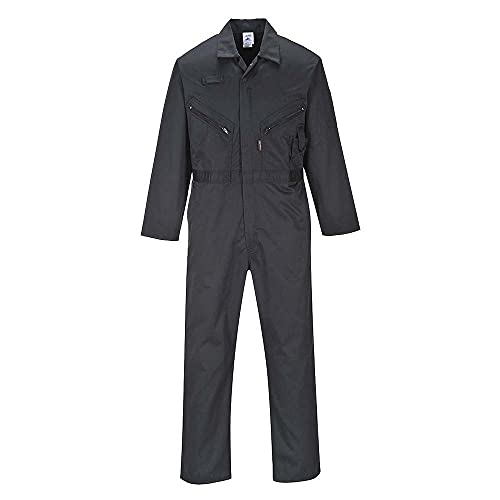 Portwest C813 Men's Liverpool Lightweight Safety Coverall Boiler Suit Overalls Black, Large