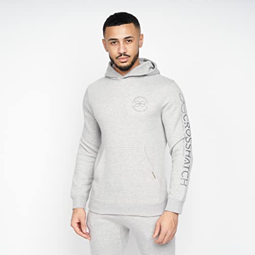 Crosshatch Mens Full Tracksuits Jogging Bottoms Gym Sweat Suits Hooded Full Set Sport Jacket Pant(L/METAMORPH-GREY MARL)