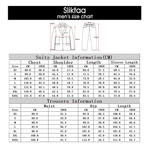 Sliktaa Mens Suits 3 Piece Slim Fit Wedding Black Formal Business Tuxedo Button Close Blazers Jacket Waistcoat Trousers, Black, XL