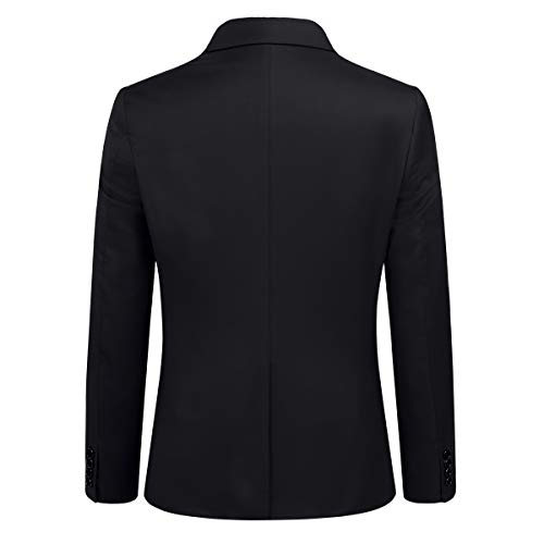 YOUTHUP Mens Blazer Single Breasted Tuxedo Jacket Slim Fit Business Suit Jackets, XXL, Black