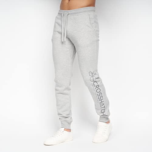 Crosshatch Mens Full Tracksuits Jogging Bottoms Gym Sweat Suits Hooded Full Set Sport Jacket Pant(L/METAMORPH-GREY MARL)