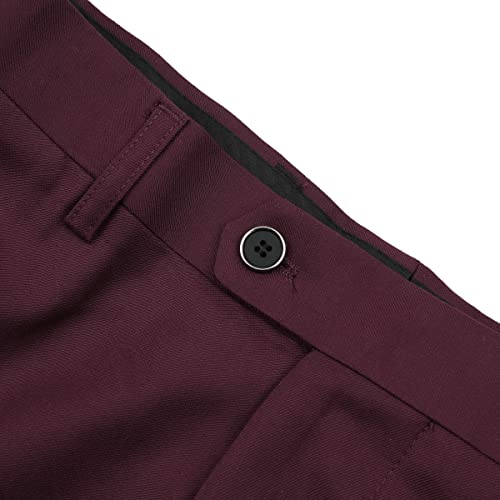 Sliktaa Mens Suits 3 Pieces Slim Fit Wedding Formal Dinner Suit Dark Grey One Button Notched Lapel Tuxedo Blazer Jacket Trousers and Waistcoat, Wine Red 1, XL
