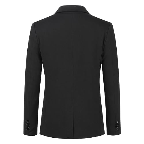 Allthemen Men's 2 Pieces Suit Slim Fit One Button Suits Casual Stylish Wedding Dress Suit Black (Black Pants) S