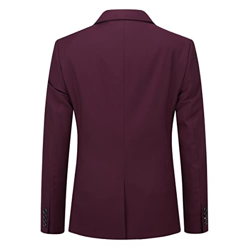 YOUTHUP Men's Suits 2 Piece Slim Fit Peak Lapel 1 Button Blazer and Trousers Fashion Evening Tuxedo Suit Red