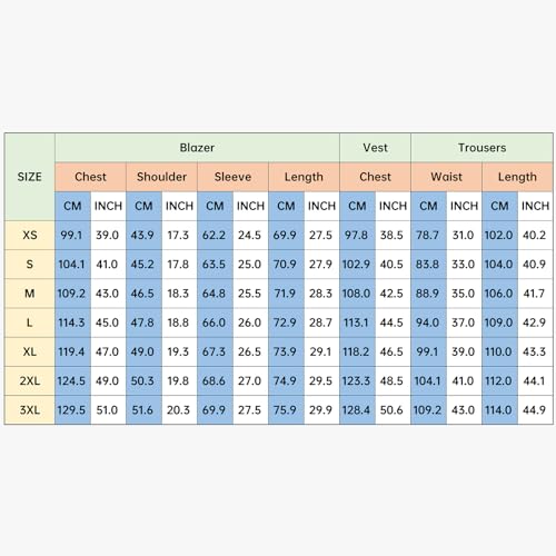 KUDMOL Mens 3 Pieces Suit Business One Button Tuxedo Suit for Men Tuxedo Classic Blazer Waistcoat Trousers Set Champagne