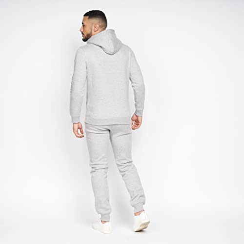 Crosshatch Mens Full Tracksuits Jogging Bottoms Gym Sweat Suits Hooded Full Set Sport Jacket Pant(L/METAMORPH-GREY MARL)