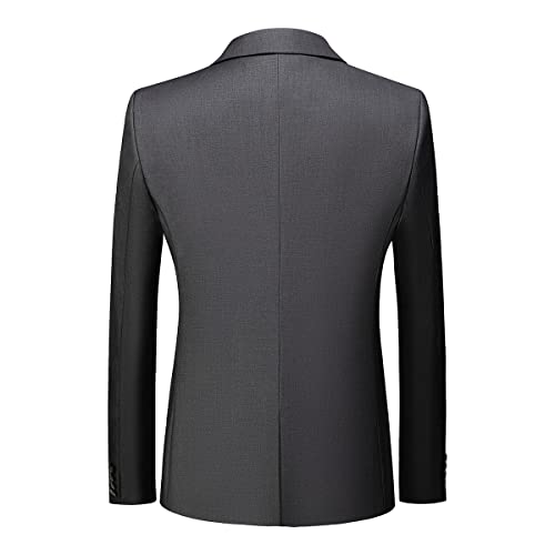 Men Suits 2 Piece Slim Fit Single Breasted One Button Dark Grey Wedding Tuxedo Suit Blazer Trousers