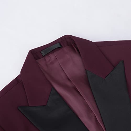 YOUTHUP Men's Suits 2 Piece Slim Fit Peak Lapel 1 Button Blazer and Trousers Fashion Evening Tuxedo Suit Red