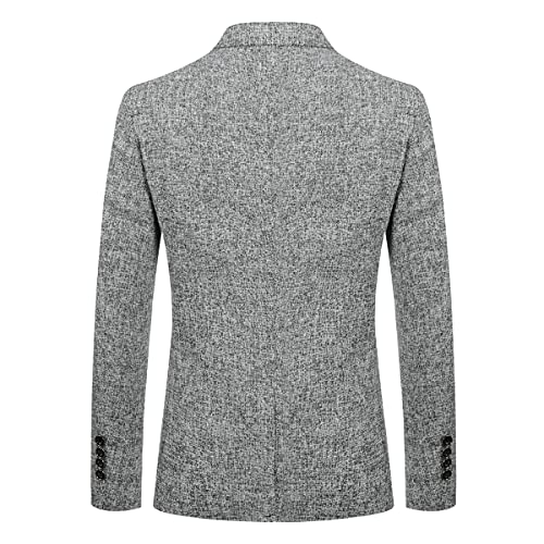 Allthemen Mens Casual 1 Button Blazer Slim Fit Blazer Jacket Lightweight Suit Jackets #5188 Grey L
