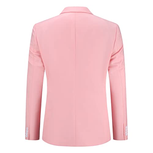 YOUTHUP Men's 2 Piece Suits Double Breasted Formal Slim Fit Suit Peak Lapel Blazer and Trousers, Pink, L