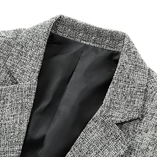 Allthemen Mens Casual 1 Button Blazer Slim Fit Blazer Jacket Lightweight Suit Jackets #5188 Grey L