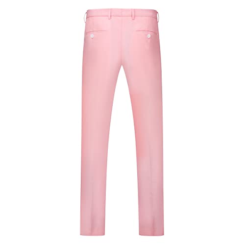 YOUTHUP Men's 2 Piece Suits Double Breasted Formal Slim Fit Suit Peak Lapel Blazer and Trousers, Pink, L
