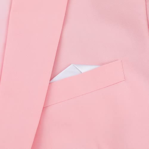 YOUTHUP Men's 2 Piece Suits Double Breasted Formal Slim Fit Suit Peak Lapel Blazer and Trousers, Pink, L