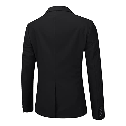 YOUTHUP Mens Slim Fit 3 Piece Suit Classic Business Wedding Suits Tuxedo Blazer Waistcoat Trousers Black, XL