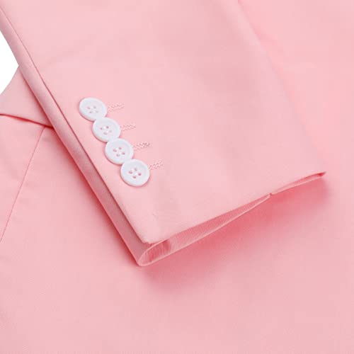 YOUTHUP Men's 2 Piece Suits Double Breasted Formal Slim Fit Suit Peak Lapel Blazer and Trousers, Pink, L