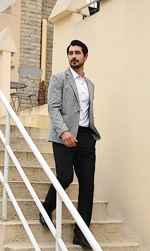 Allthemen Mens Casual 1 Button Blazer Slim Fit Blazer Jacket Lightweight Suit Jackets #5188 Grey L