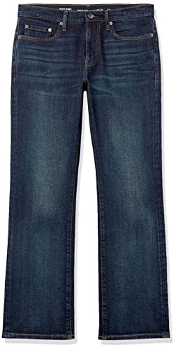 Amazon Essentials Men's Straight-Fit Bootcut Jeans, Dark Wash, 36W / 32L