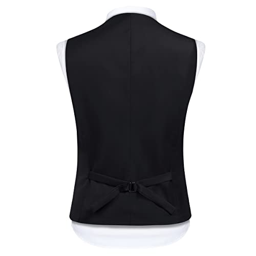 Sliktaa Mens Suits 3 Pieces Formal Notched Lapel One Button Blazer Trousers and Waistcoat, Black, L