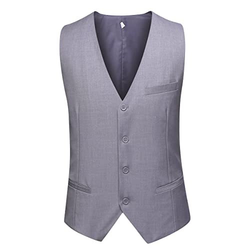 Men Suits 3 Pieces Fitted Cut Classic Style One Button formal suits, L, Grey