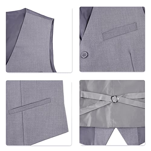 Men Suits 3 Pieces Fitted Cut Classic Style One Button formal suits, L, Grey