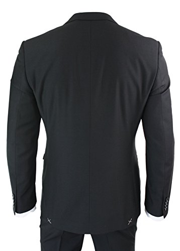 Paul Andrew Mens 3 Piece Black Tailored Fit Complete Suit Classic Door Man Mourning Funeral