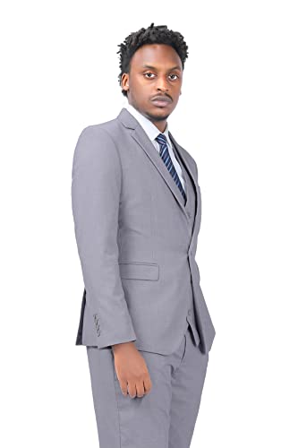 Men Suits 3 Pieces Fitted Cut Classic Style One Button formal suits, L, Grey