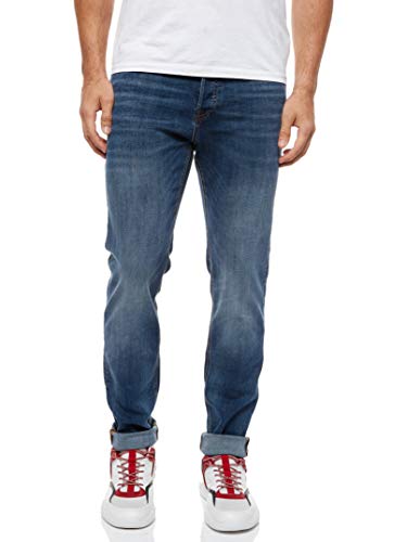 JACK & JONES Men's Jeans: Tim Straight Legs, Slim Fit, Flat Front - Tim Original., Colours:Dark Blue-2, Pant Size:32W / 32L