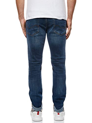JACK & JONES Men's Jeans: Tim Straight Legs, Slim Fit, Flat Front - Tim Original., Colours:Dark Blue-2, Pant Size:32W / 32L