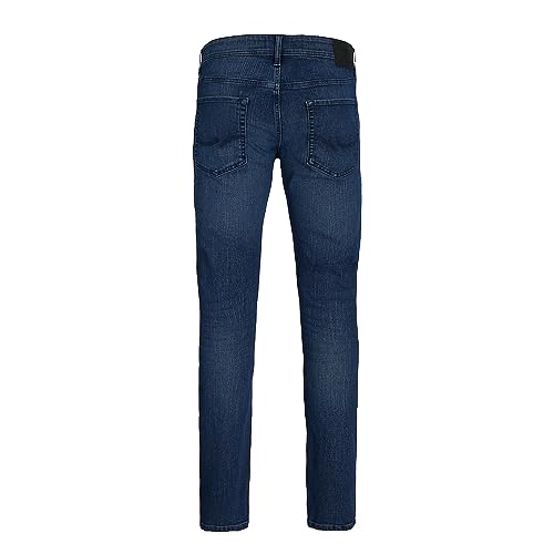 JACK & JONES Mens Denim Jeans Casual Slim Fit Low Rise Comfort Button Fly, Blue Colour, UK Size 34W / 30L