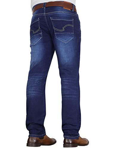 Crosshatch Mens 'Tarrow' Straight Leg Stretch Denim Jean with Designer Belt by JeanBase Dark Wash 34W X 30L