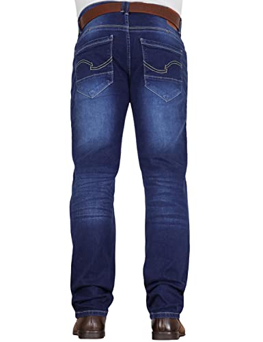 Crosshatch Mens 'Tarrow' Straight Leg Stretch Denim Jean with Designer Belt by JeanBase Dark Wash 34W X 30L