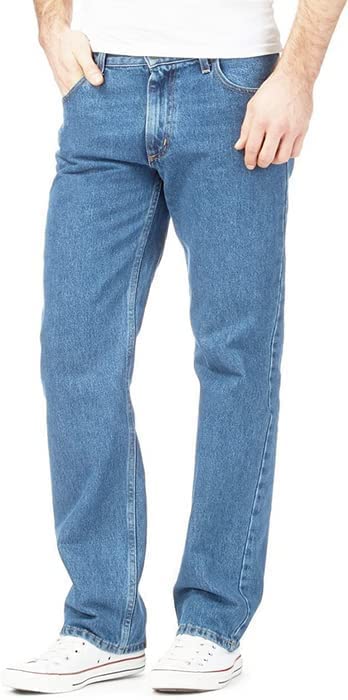 Inspire Me Mens Straight Leg Heavy Duty 100% Cotton Jeans | Regular Straight Leg | Plain Denim Wash Regular Fit Boys Light Blue, 34W / 31L