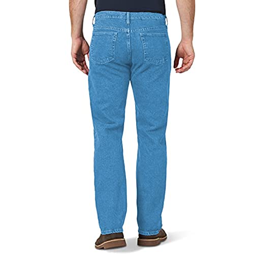 Inspire Me Mens Straight Leg Heavy Duty 100% Cotton Jeans | Regular Straight Leg | Plain Denim Wash Regular Fit Boys Light Blue, 34W / 31L