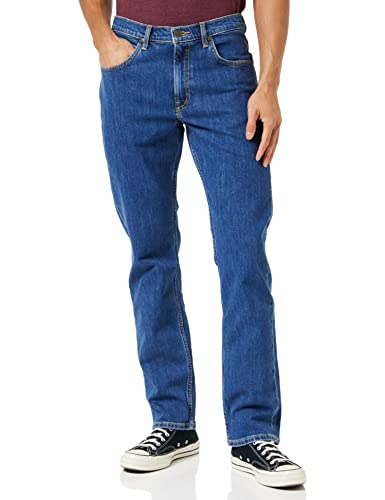 Lee Brooklyn Straight Men's Jeans Pants, Mid Stonewash, 36W / 30L