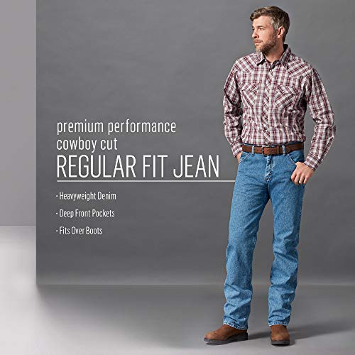 Wrangler Men's Premium Performance Cowboy Cut Regular Fit Jean, Rigid Navy, 38W / 34L