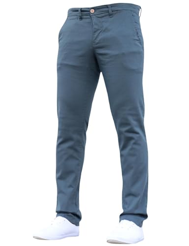 Crosshatch Mens 'Brooks' Stretch Chino Slim Fit Leg Trousers Jeans by JeanBase Petrol 34W X 30L