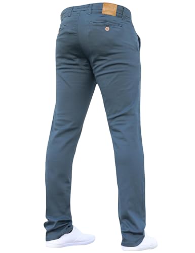 Crosshatch Mens 'Brooks' Stretch Chino Slim Fit Leg Trousers Jeans by JeanBase Petrol 34W X 30L