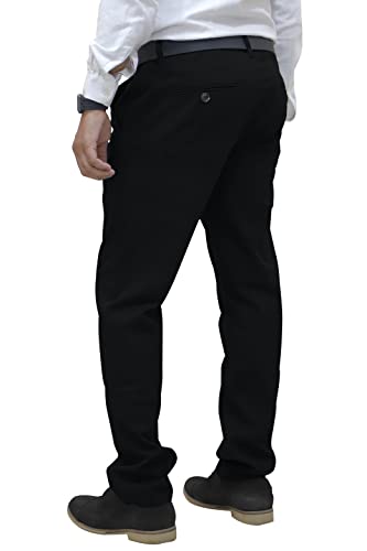 westAce Mens Chino Pants Regular Fit Flat-Front Casual Stretch Relaxed Cotton Jeans Trousers All Waist (Black, 34W x 30L)