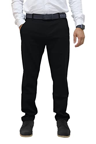 westAce Mens Chino Pants Regular Fit Flat-Front Casual Stretch Relaxed Cotton Jeans Trousers All Waist (Black, 34W x 30L)