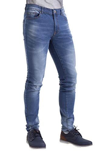westAce New Mens Stretch Skinny Slim Fit Flex Jeans Pant Stretchable Denim 98% Cotton & 2% Stretch Trouser 28-40 Waist (Waist 36" x Length 32" (36R), Light Blue)