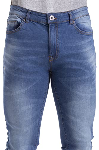 westAce New Mens Stretch Skinny Slim Fit Flex Jeans Pant Stretchable Denim 98% Cotton & 2% Stretch Trouser 28-40 Waist (Waist 36" x Length 32" (36R), Light Blue)