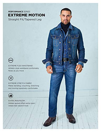 Lee Men's Performance Series Extreme Motion Straight Fit Tapered Leg Jeans, Maverick, 34W 32L UK
