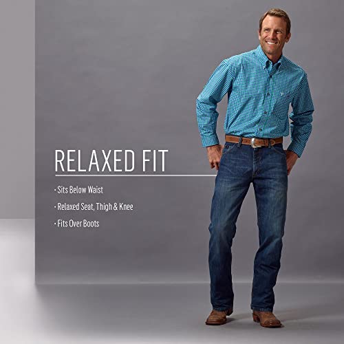 Wrangler Men's 20X 01 Competition Relaxed Fit Jean, River Wash, 38W / 34L