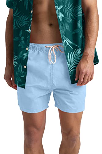 westAce Mens Swimming Board Shorts Swim Shorts Trunks Swimwear Quick Dry Surfing Beach Essential Summer Half Pant Size S M L XL XXL (Ice Blue, L)