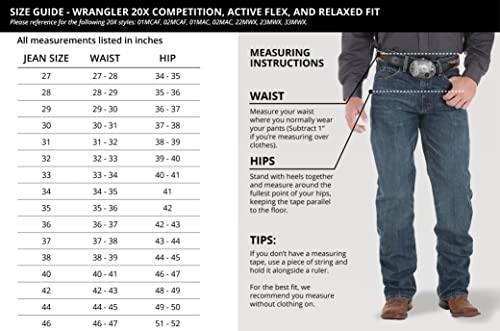 Wrangler Men's 20X 01 Competition Relaxed Fit Jean, River Wash, 38W / 34L